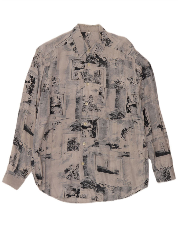 Camisa Vintage Hombre Viscosa Patchwork Azul Medio
