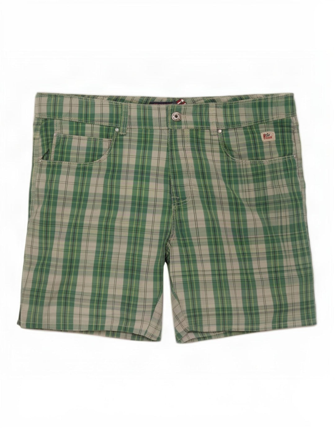 Roy Rogers Bañador para Hombre, Shorts de poliéster a Cuadros Verdes Grandes