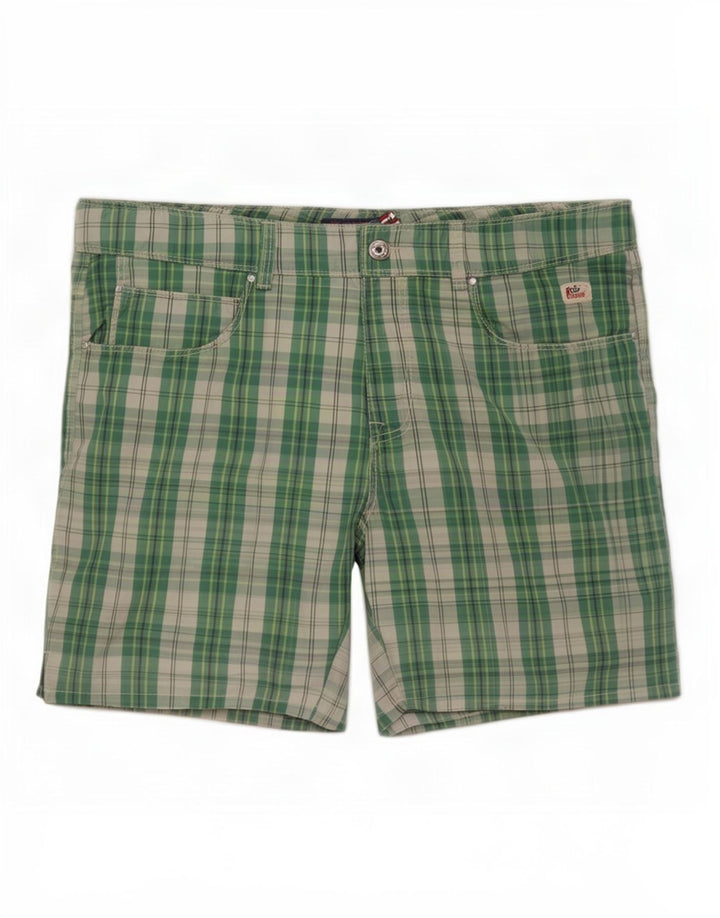 Roy Rogers Bañador para Hombre, Shorts de poliéster a Cuadros Verdes Grandes