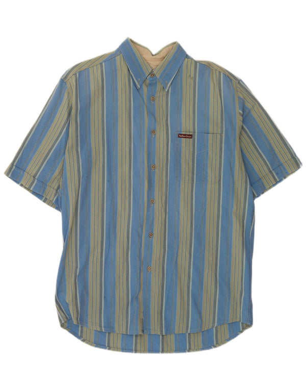 Marlboro Classics Camisa De Manga Corta Para Hombre Algodón A Rayas Azul Grande