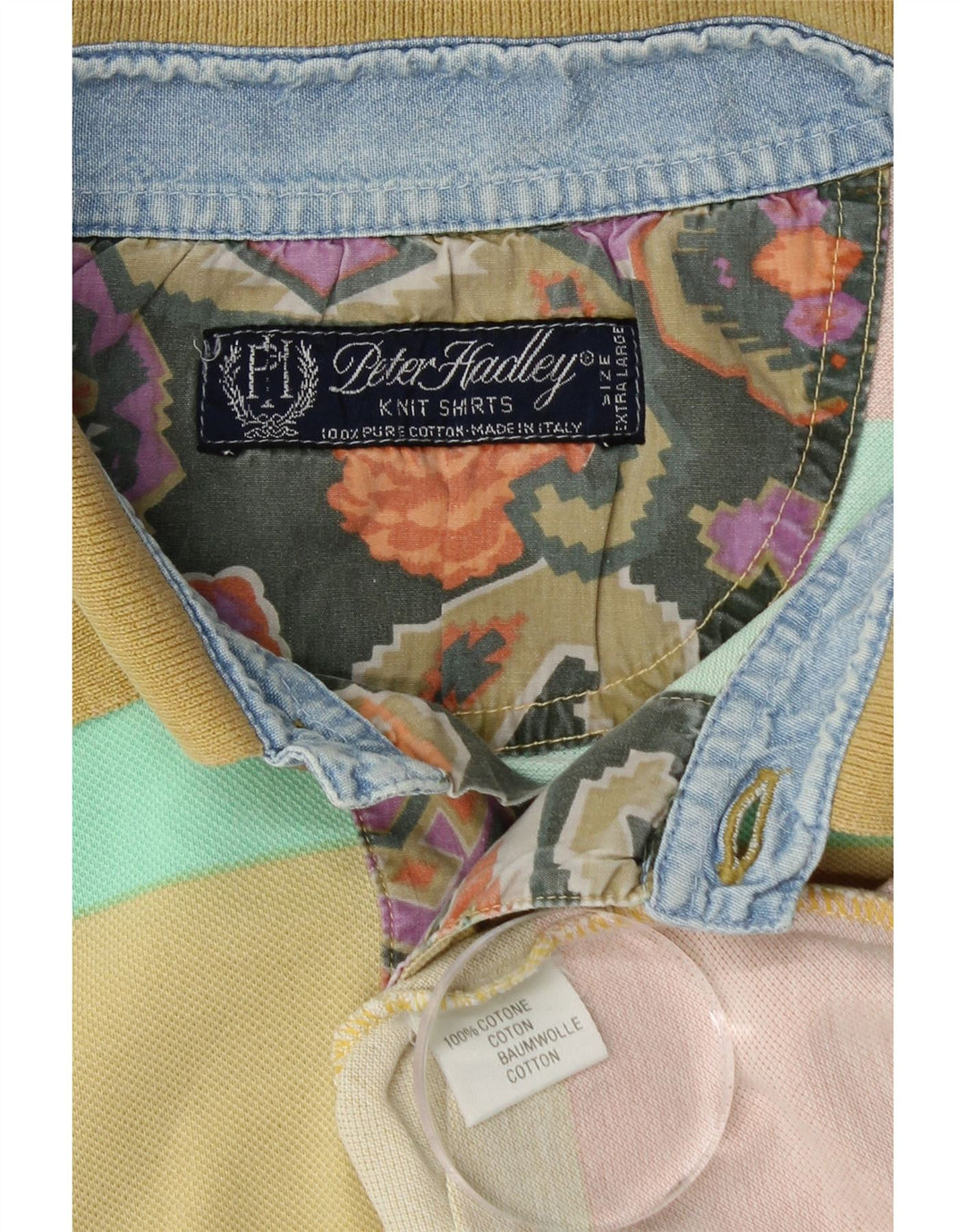 PETER HADLEY Polo para hombre XL Algodón a rayas multicolor