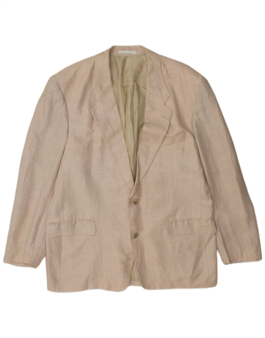 HUGO BOSS Chaqueta tipo blazer de 2 botones para hombre EU 56 3XL Lino a cuadros beige