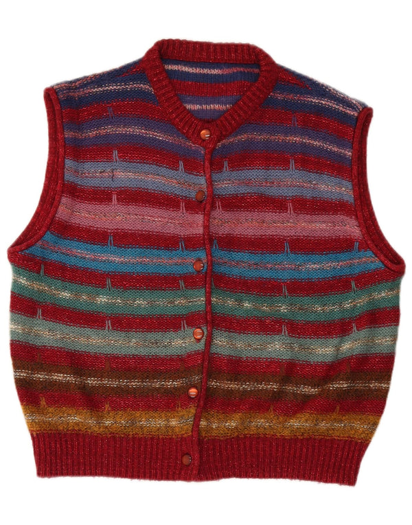 Vintage mujer Cardigan suéter Reino Unido 14 grande multicolor rayas