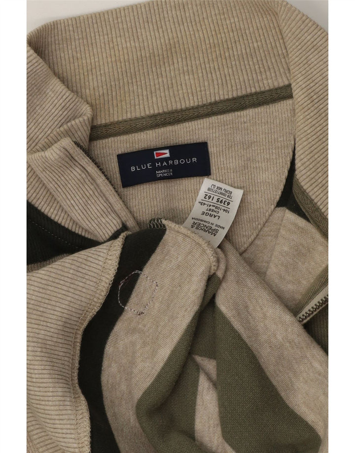 Marks & Spencer Suéter tipo jersey con cuello y cremallera en azul Harbor para hombre, talla grande, color caqui