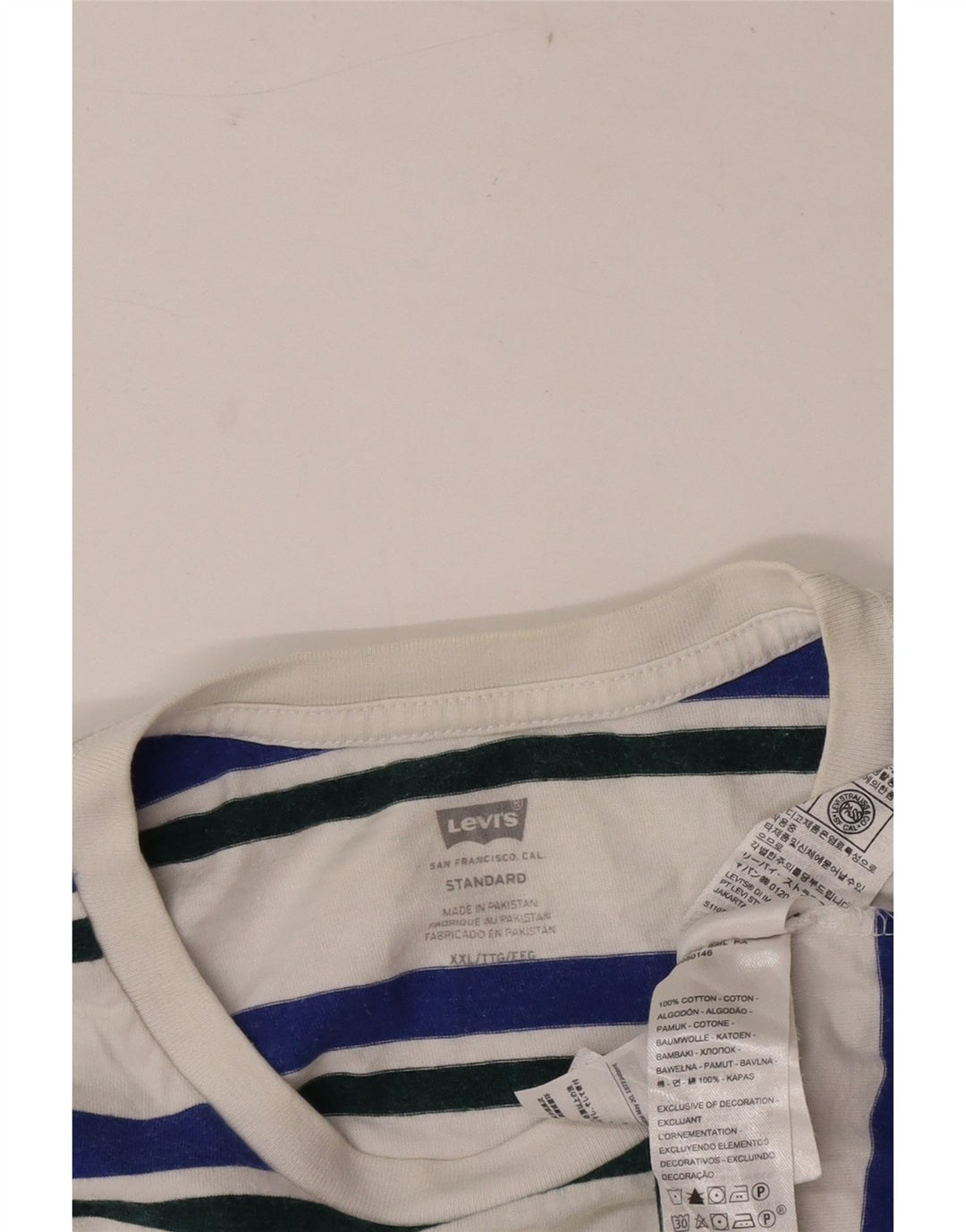 Levi's Camiseta estándar para hombre Top 2XL Algodón a rayas blancas