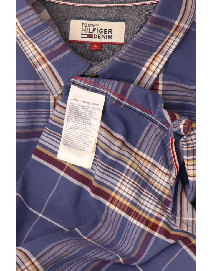 Camisa Tommy Hilfiger de corte regular para hombre de algodón a cuadros azules grandes