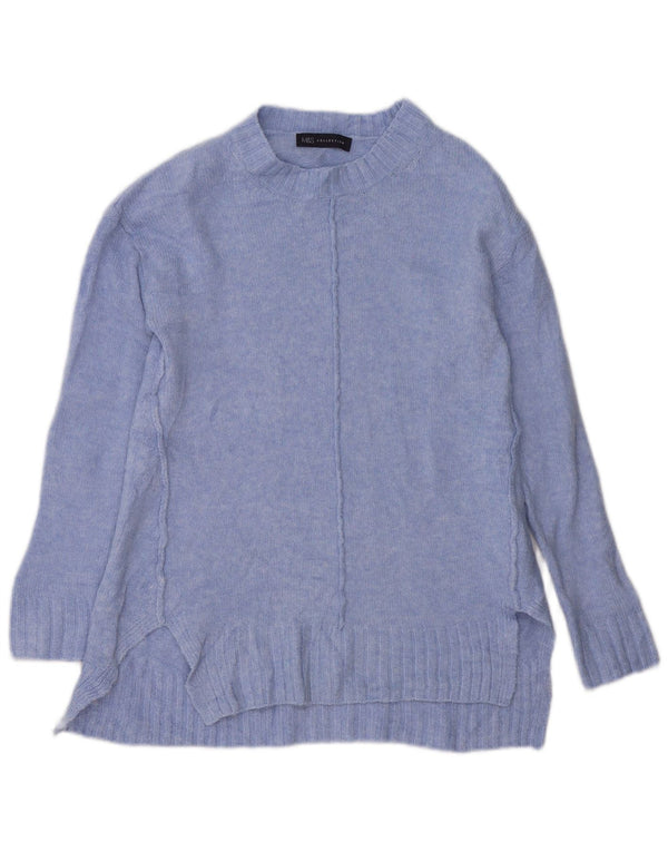 Marks & Spencer Suéter largo con cuello redondo para mujer UK 40 Small Blue