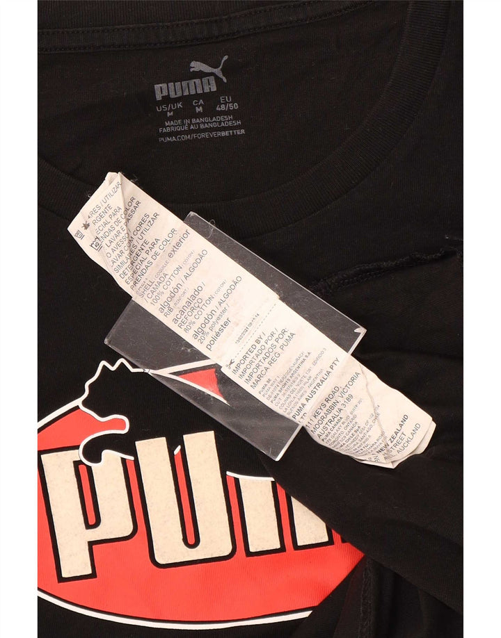 Puma Camiseta gráfica para hombre Top Medium Black Cotton