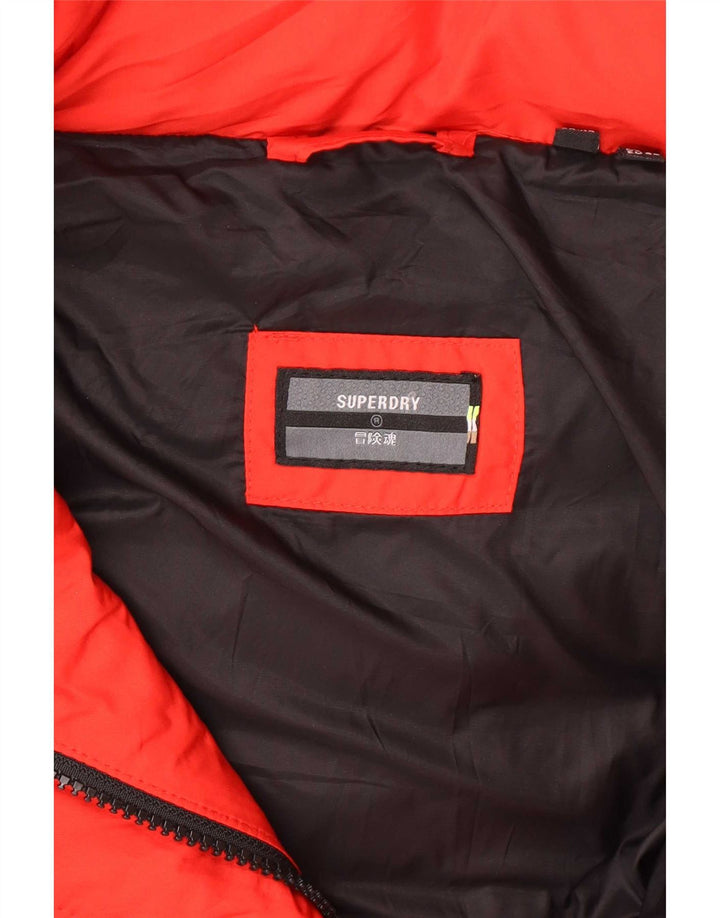 Superdry Abrigo acolchado con capucha para mujer, Reino Unido 40, poliéster rojo mediano