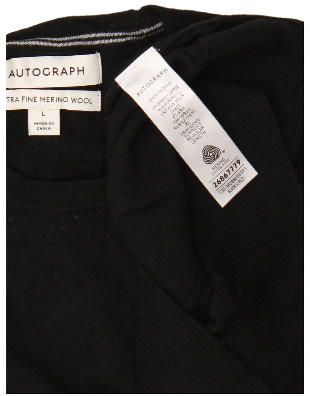 Marks & Spencer - Jersey de cuello redondo para hombre con autógrafo, talla grande, color negro