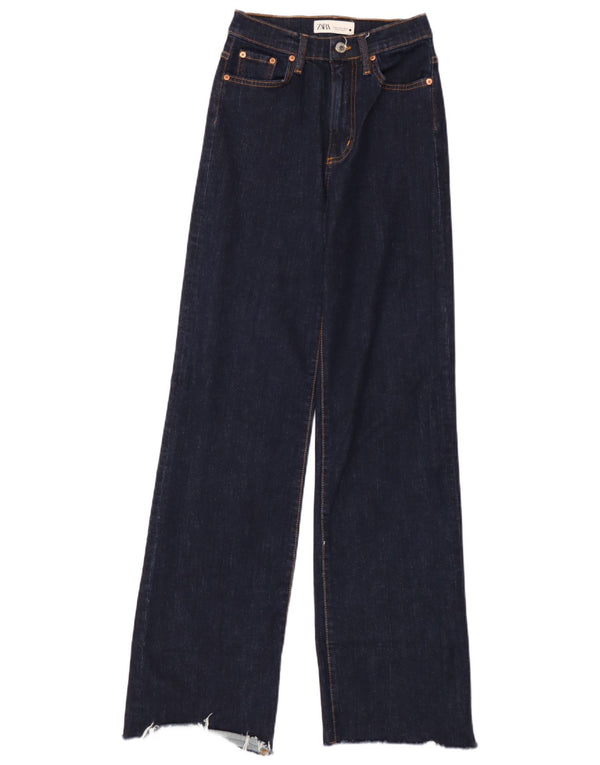 Zara Jeans De Pierna Ancha Para Mujer EU 34 2XS W24 L34 Algodón Azul Marino
