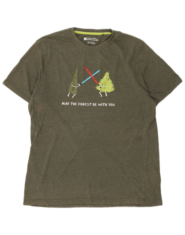 Camiseta estampada para hombre de Mountain Warehouse Top grande de algodón verde