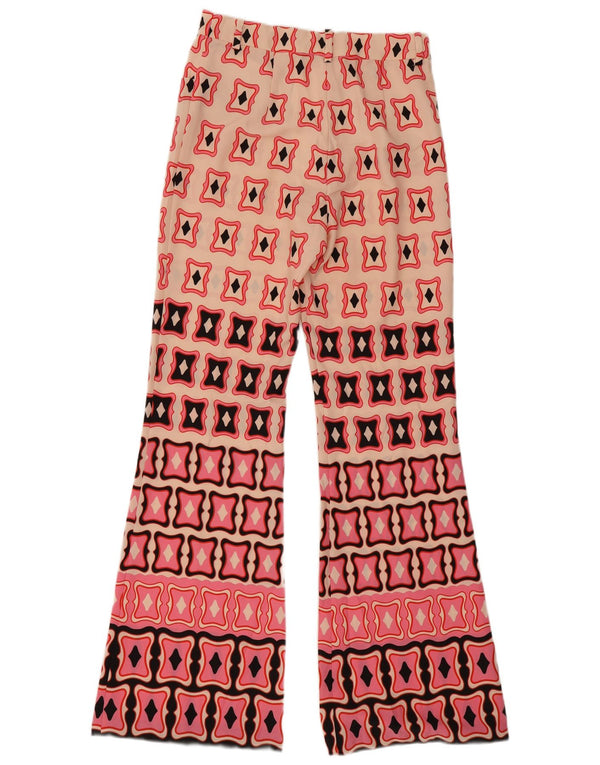Zara Mujer Pantalones Casuales Acampanados De Cintura Alta Mediano W28 L31 Rosa Geométrico