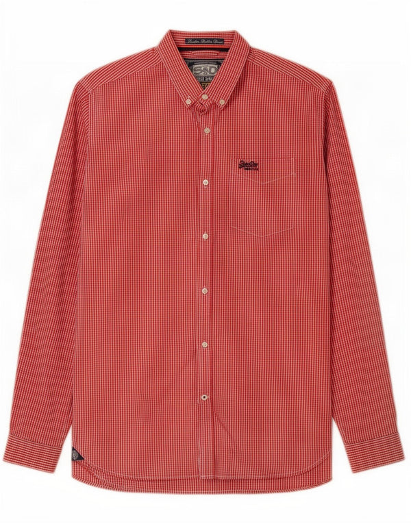 Camisa Superdry para hombre 2XL Algodón a cuadros rojo