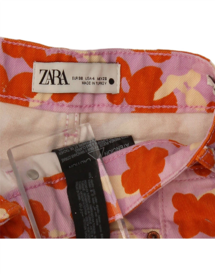 ZARA Pantalones cortos vaqueros de cintura alta para mujer EU 36 Small W26 Multicolor Floral