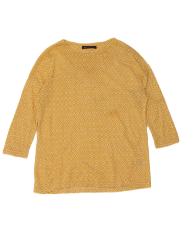 Marks & Spencer Top para mujer manga 3/4 UK 42 Medio Amarillo Geométrico