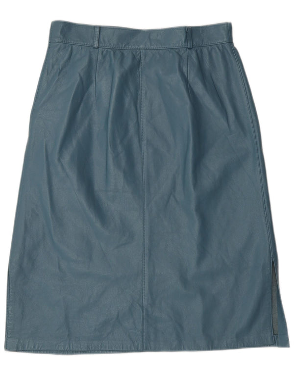 Falda de cuero vintage para mujer W28 azul medio