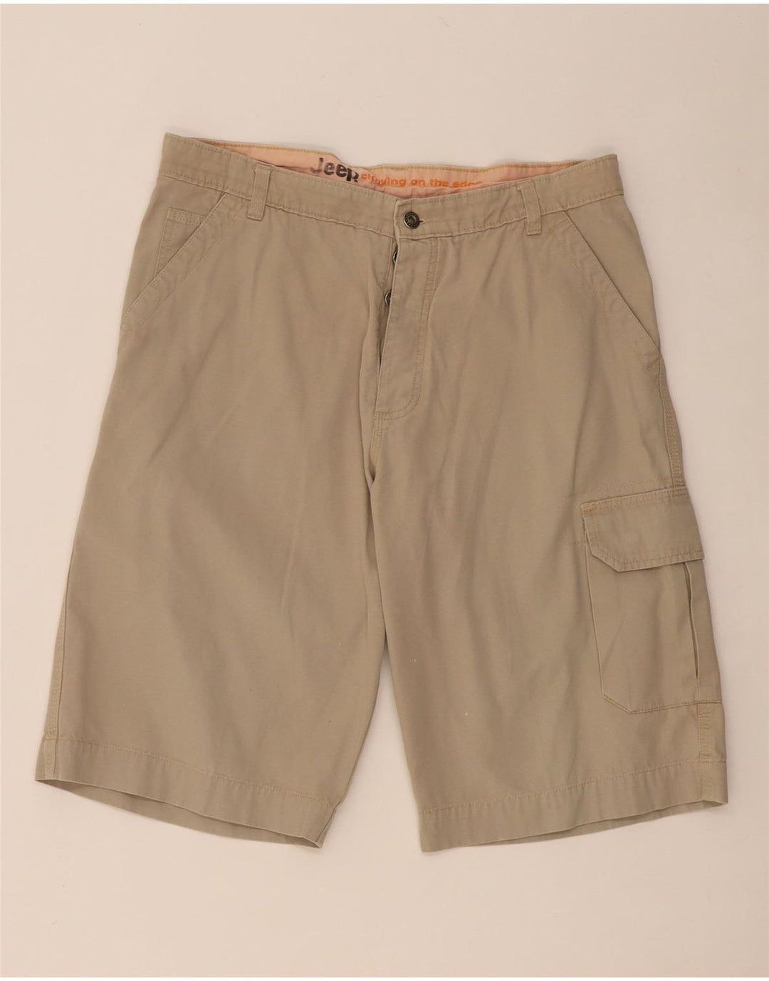 JEEP Mens Cargo Shorts W33 Medium Beige Cotton