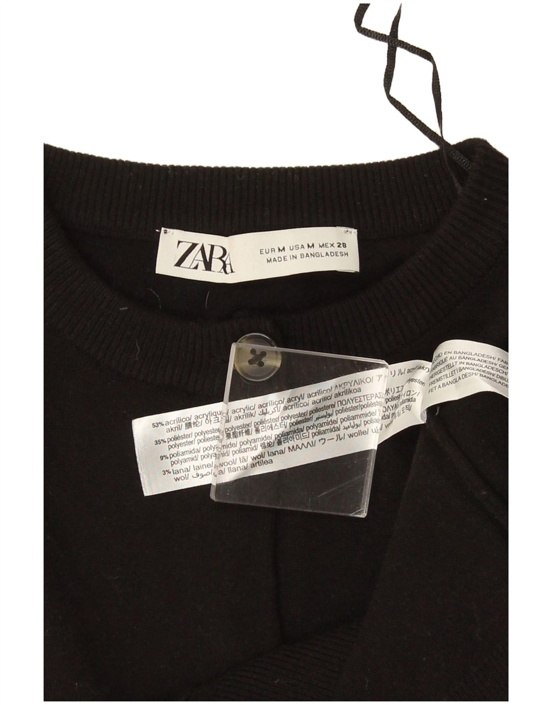 Zara Mujer Bolero Jumper UK 40 Medio Negro Acrílico