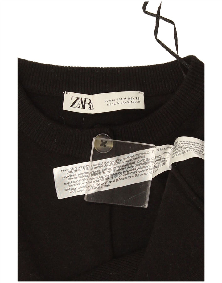 Zara Mujer Bolero Jumper UK 40 Medio Negro Acrílico