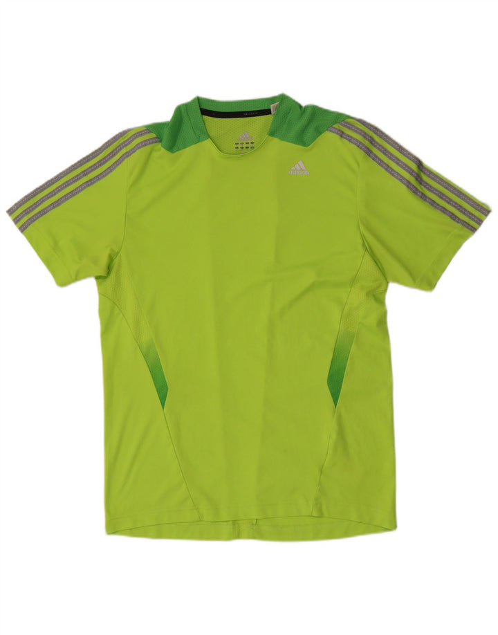 Adidas Hombre Climacool Camiseta Top Verde Medio Colorblock Poliéster