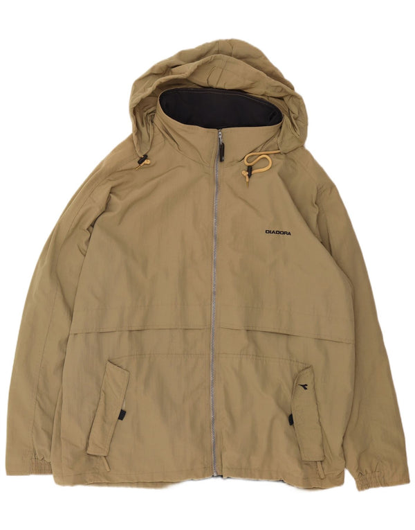 Diadora Chaqueta impermeable con capucha y corte holgado para hombre, talla 40, talla grande, poliamida beige
