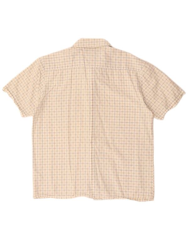 WRANGLER Camisa de manga corta para hombre de algodón a cuadros beige grande
