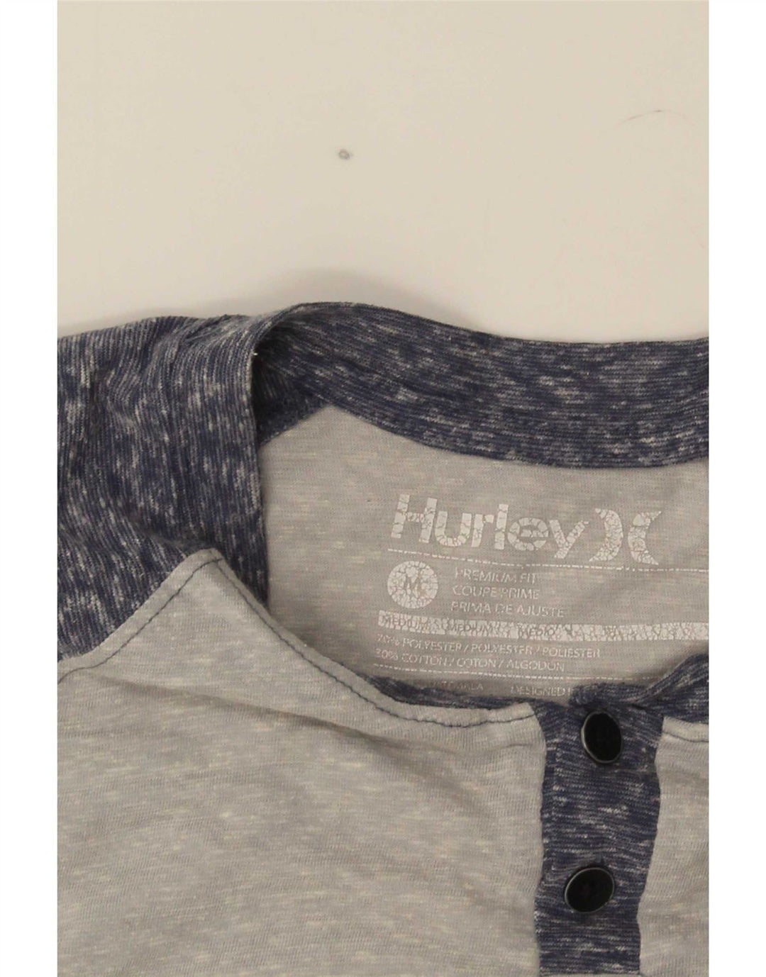 Hurley Camiseta Premium Fit Para Hombre Top Gris Medio Poliéster Color Block