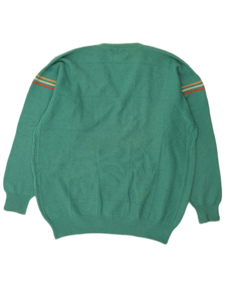 Pringle Hombre Jersey Con Cuello En V De Lana A Rayas Turquesa Grande
