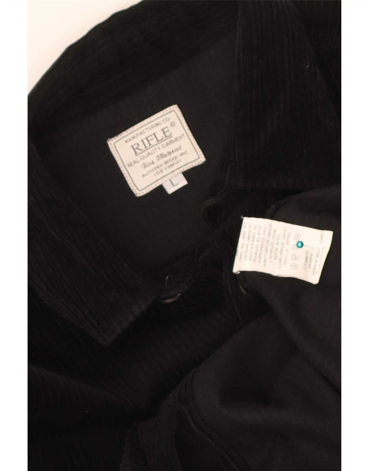 Rifle Camisa de pana para hombre Grande Algodón negro