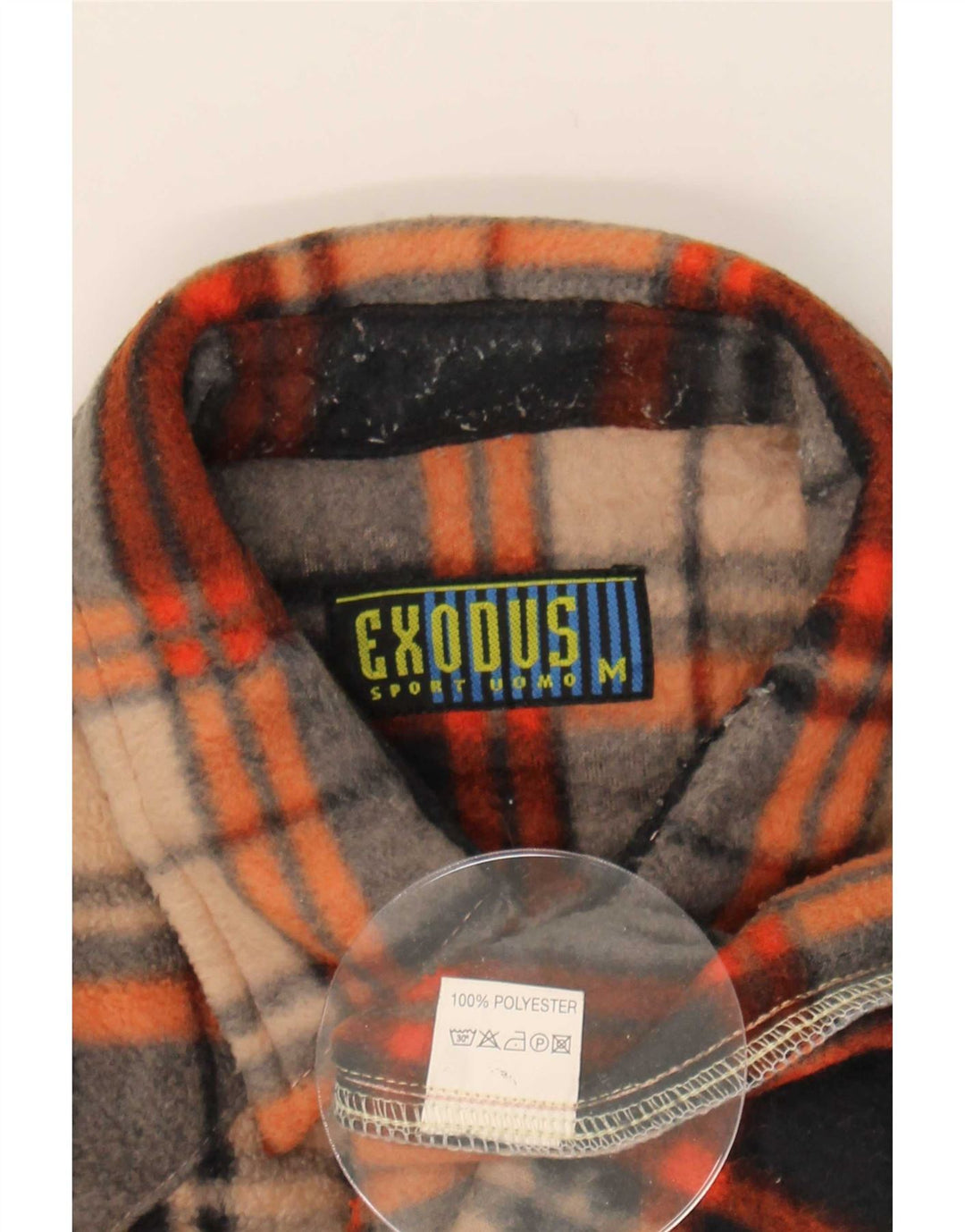Camisa vintage de vellón para hombre poliéster a cuadros marrón medio