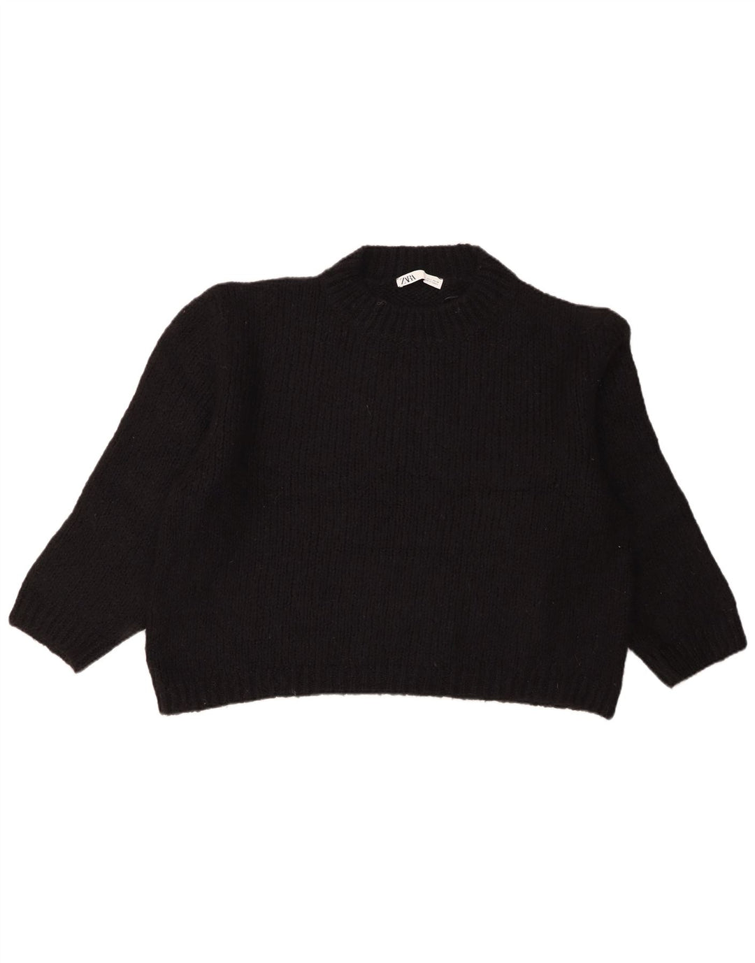 Zara Suéter tipo jersey con cuello redondo y manga 3/4 de gran tamaño para mujer UK 46 Large Black