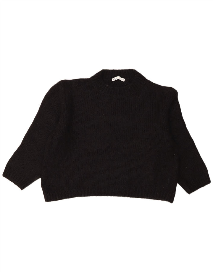 Zara Suéter tipo jersey con cuello redondo y manga 3/4 de gran tamaño para mujer UK 46 Large Black