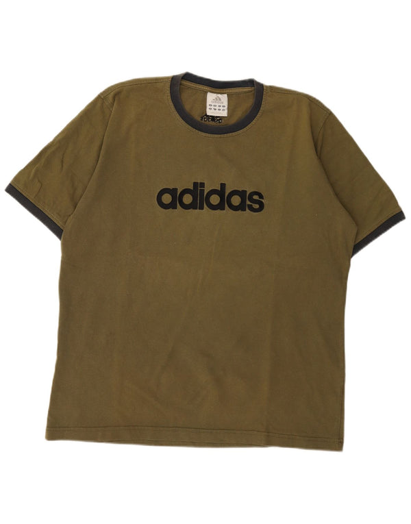 Adidas Hombre Camiseta Gráfica Top Medium Khaki Algodón