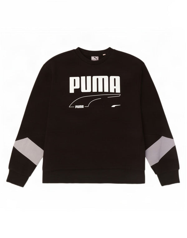 Puma Hombre Sudadera Gráfica Jumper XL Negro Colorblock Algodón