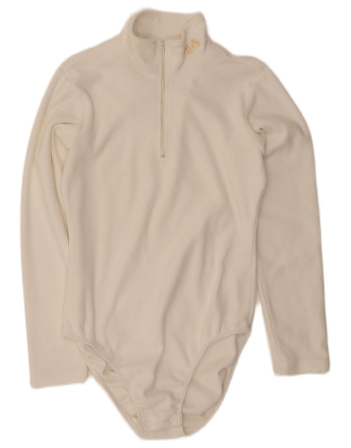 Fila Body de forro polar de manga larga para mujer UK 44 Poliéster blanco mediano