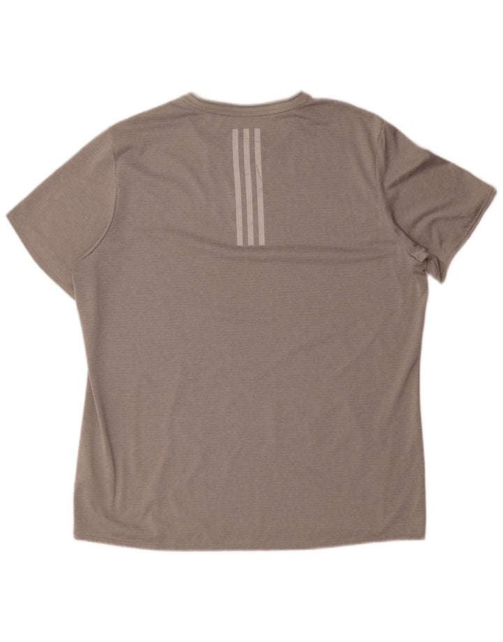 Adidas Hombre Running Camiseta Top XL Gris Rayas Poliéster