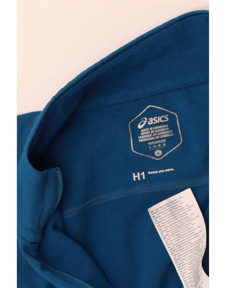 Asics Hombre Jersey Chándal Top Grande Azul Colorblock Poliéster Deportes