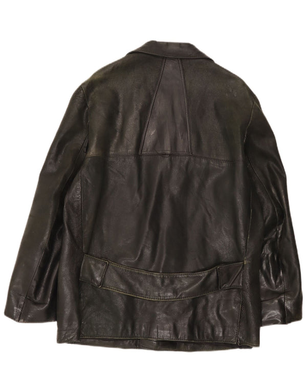Vintage hombres chaqueta de cuero Reino Unido 38 medio negro