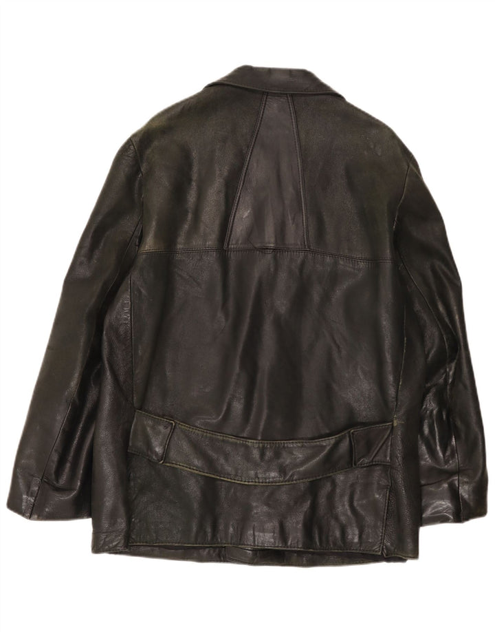 Vintage hombres chaqueta de cuero Reino Unido 38 medio negro