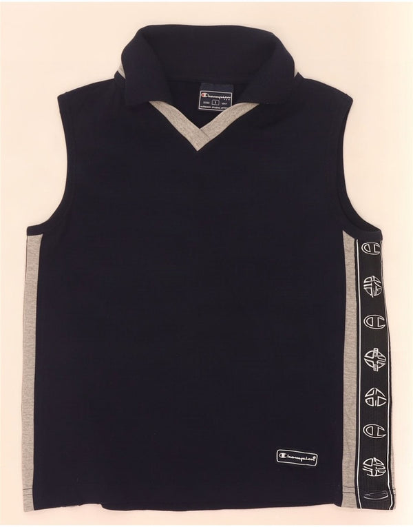 Champion Polo corto con gráfico para mujer UK 40 Small Azul marino Colorblock