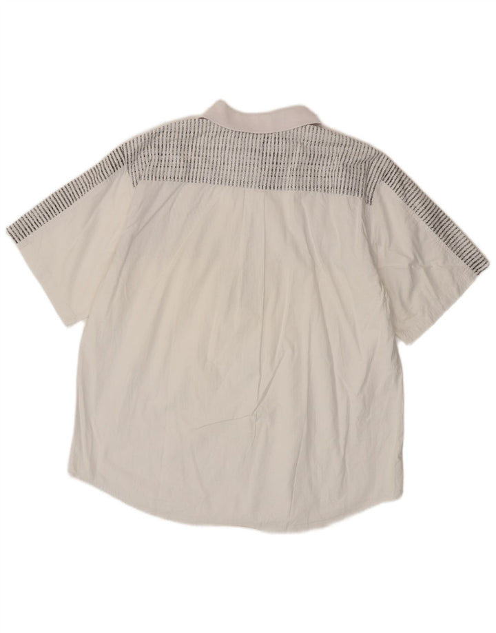 Vintage hombres manga corta pullover camisa IT 52/54 grande blanco a rayas