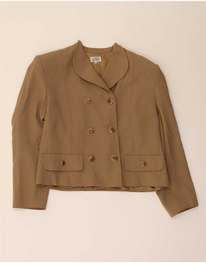 Vintage mujer doble pecho 2 piezas falda conjunto IT 44 Medio W30 Marrón