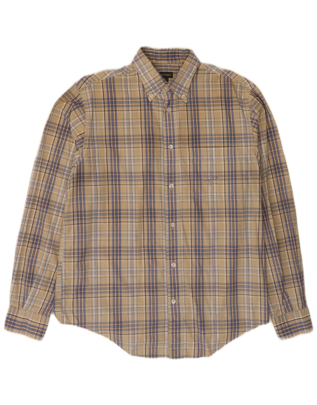 HENRY COTTONS Camisa para hombre talla 42 Algodón a cuadros beige grande