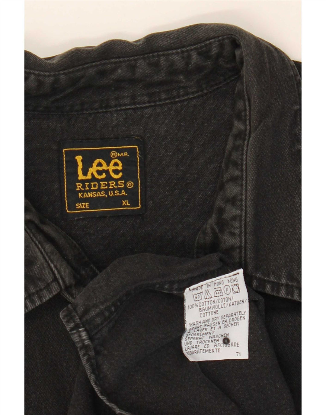 Lee Mens Riders Camisa Vaquera XL Algodón Negro