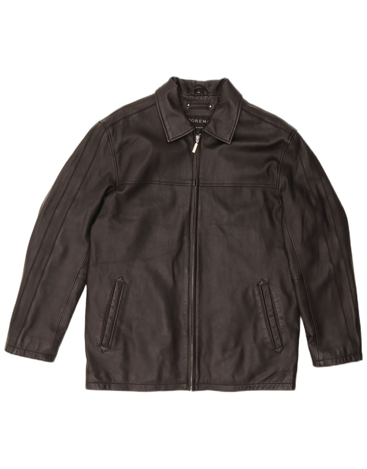 MORENA Mens Leather Jacket UK 38 Medium Black Cotton