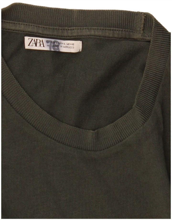 Zara Hombre Camiseta Top Grande Caqui