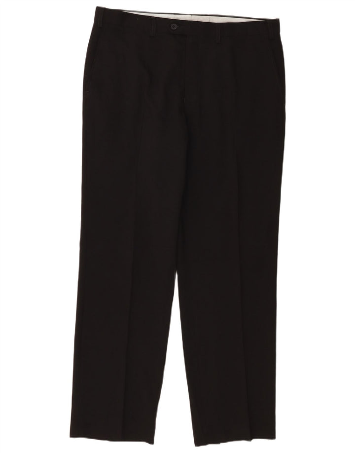 Marks & Spencer Pantalón de traje recto para hombre W36 L31 Poliéster negro