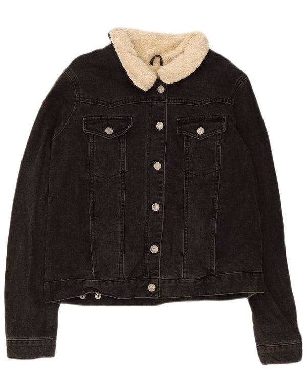 Topshop Chaqueta vaquera Sherpa para mujer UK 46 Grande Algodón negro