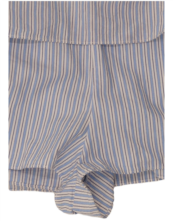 ZARA Mujer Mono Corto Manga 3/4 UK 40 Pequeño Azul Rayas